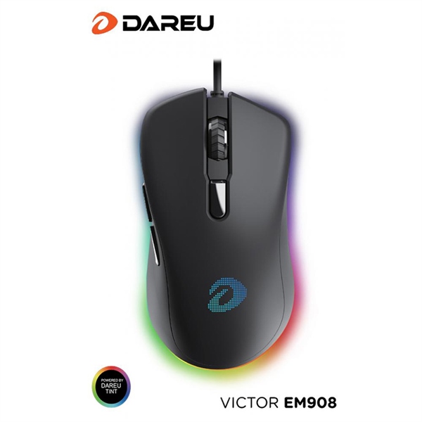 Chuột Gaming DAREU EM908 Black (LED RGB, BRAVO sensor)