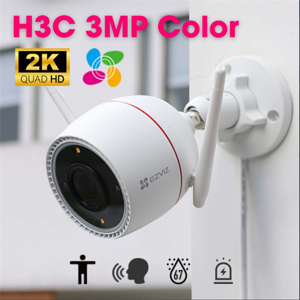 Camera wifi ngoài trời Ezviz H3C 3MP 2K, phát hiện con người, nhận biết cử chỉ, phòng vệ chủ động