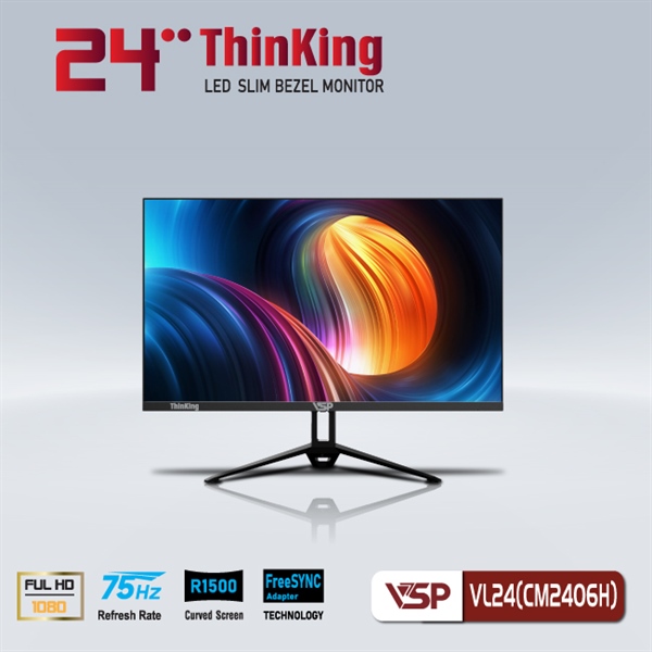 Màn hình VSP cong 2406 Cuver LED Monitor 24 inch VL24 trắng